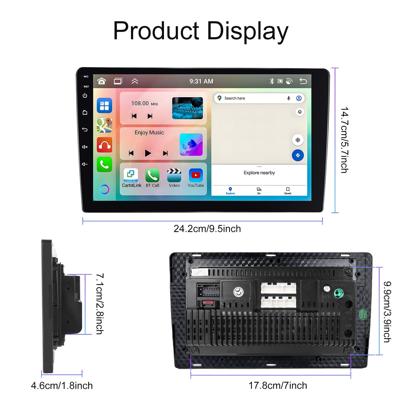 [6G+128G 8-Core] 10.1 Inch Double DIN Android 15 Car Stereo with Wireless Car…