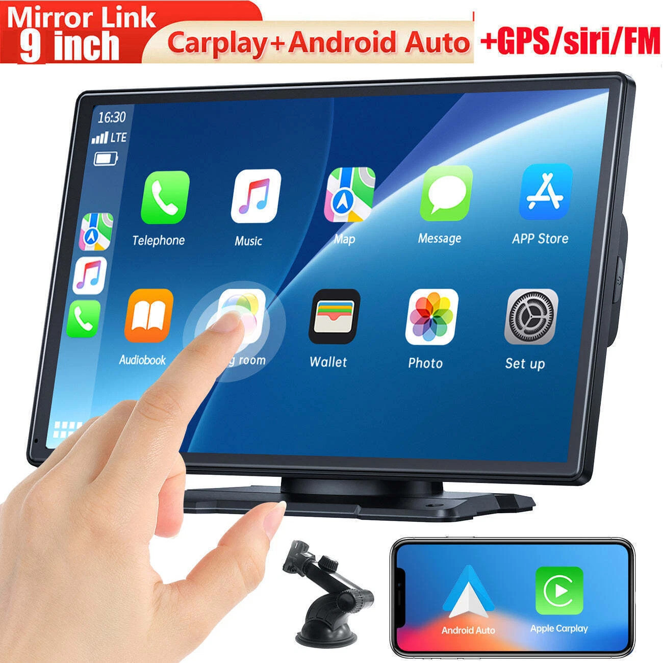9″ 11″ Portable Wireless Apple CarPlay Android auto Car Stereo Radio Touchscreen
