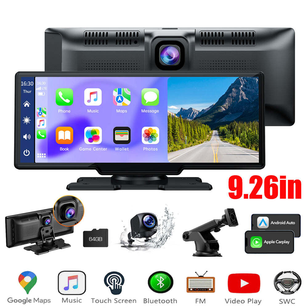 2.5K Dash Cam 9.26″ Car Stereo Radio Wireless Apple Carplay & Android Auto 64GB