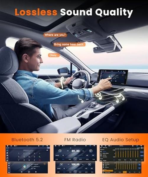 Single DIN Carplay Radio Wireless Android Auto, 6.9-Inch IPS Touchscreen Car