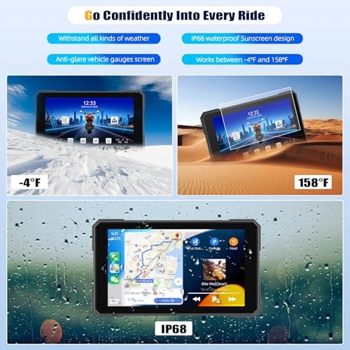 CarPlay Screen for Motorcycle,Portable Wireless Carplay/Android Auto for