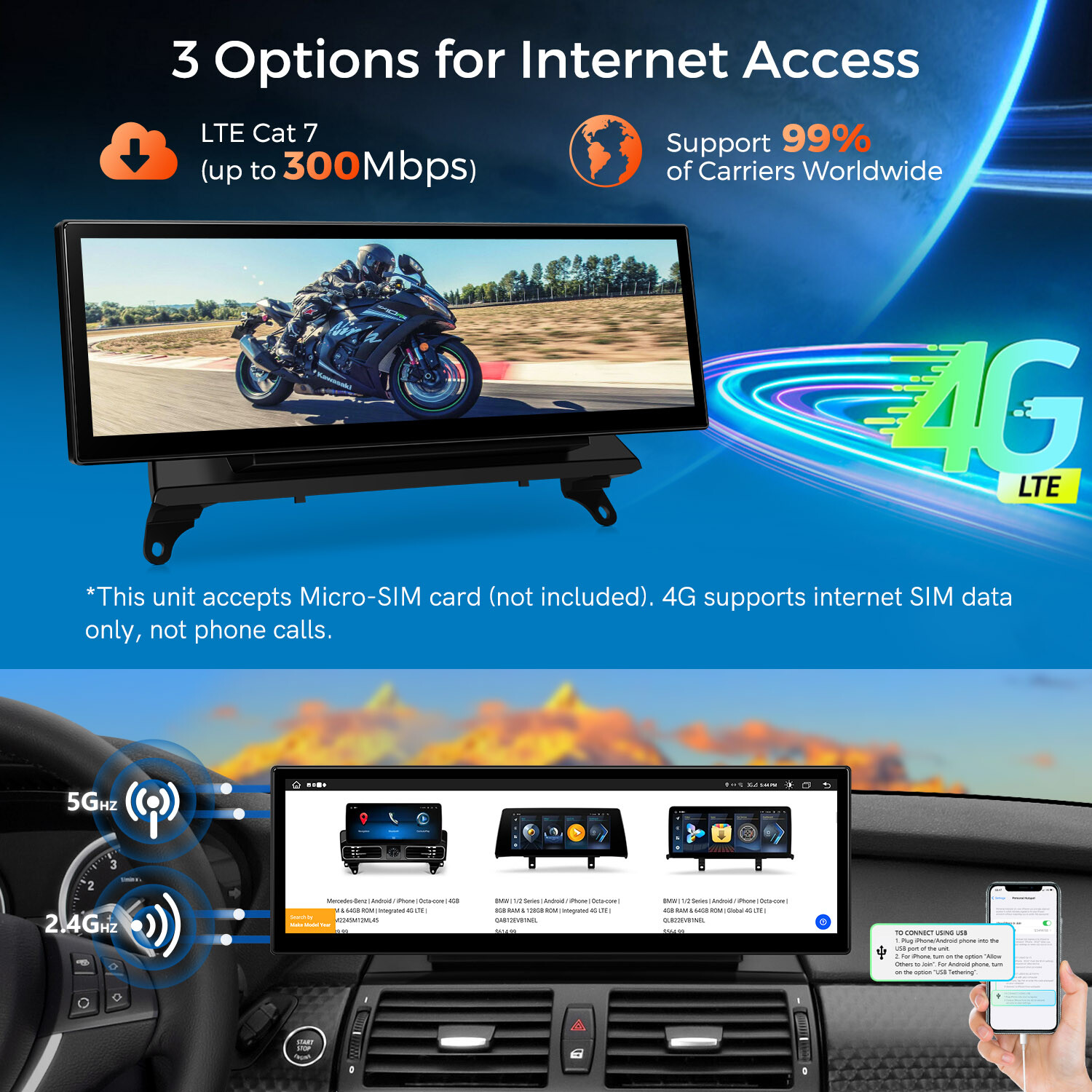 Android 14 Stereo for BMW X5 E70 X6 E71 14.9 inch Screen Wireless CarPlay 4G 64G