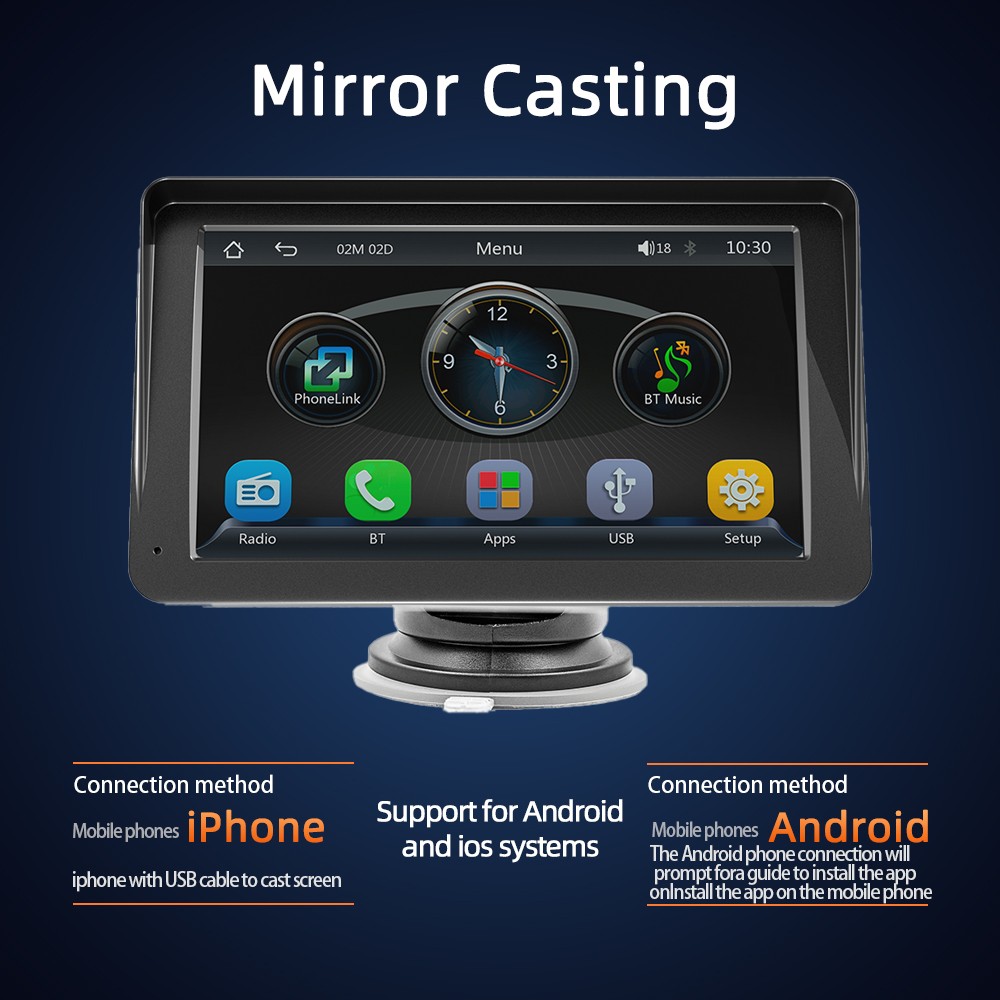 2Din 7″ HD Touchscreen Car MP5 Wireless Carplay Android Auto Bluetooth 5.0