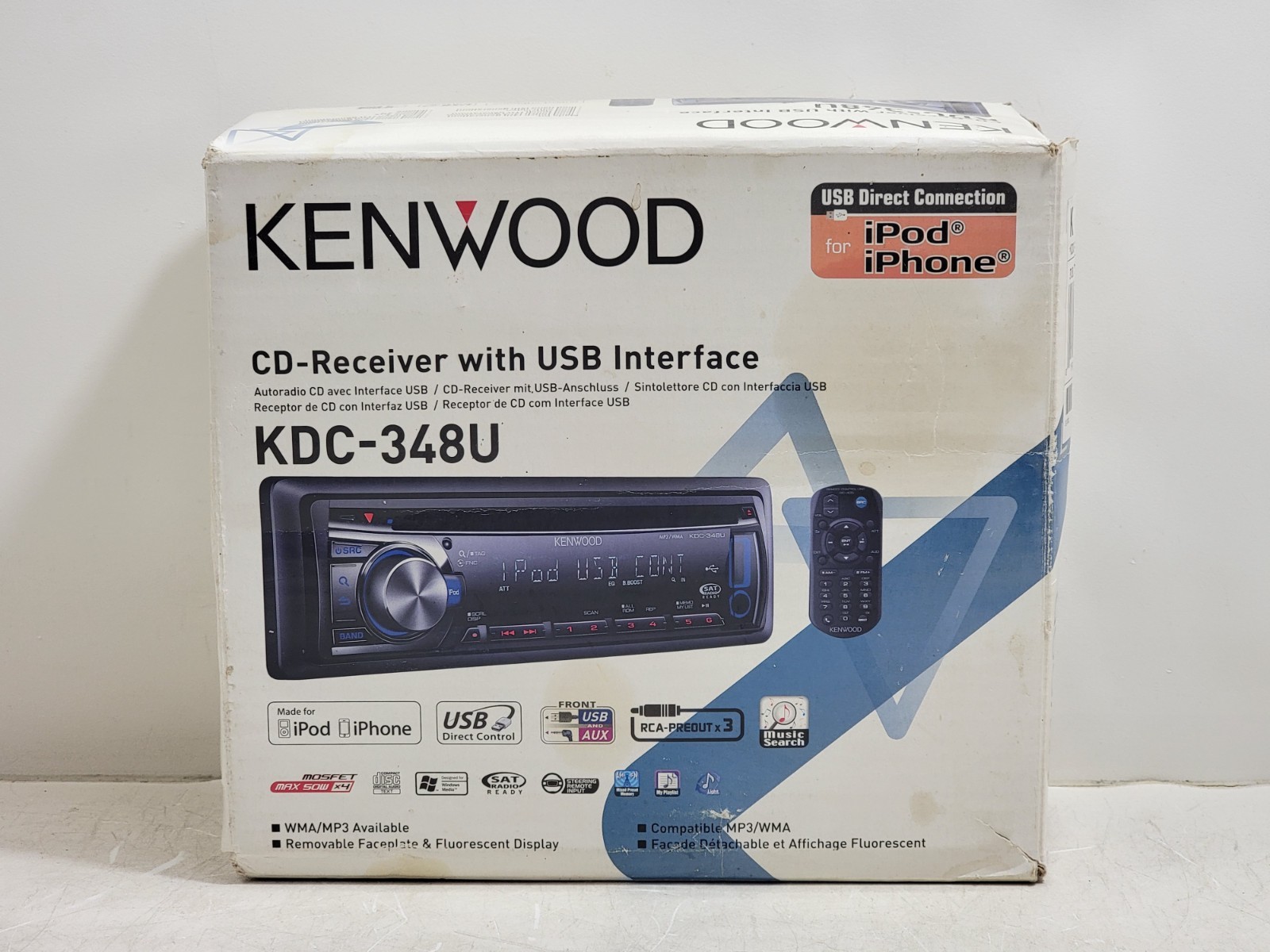 Kenwood KDC-348U Car Stereo In Dash MP3 AUX USB CD w/ Remote – Tested – NICE!!