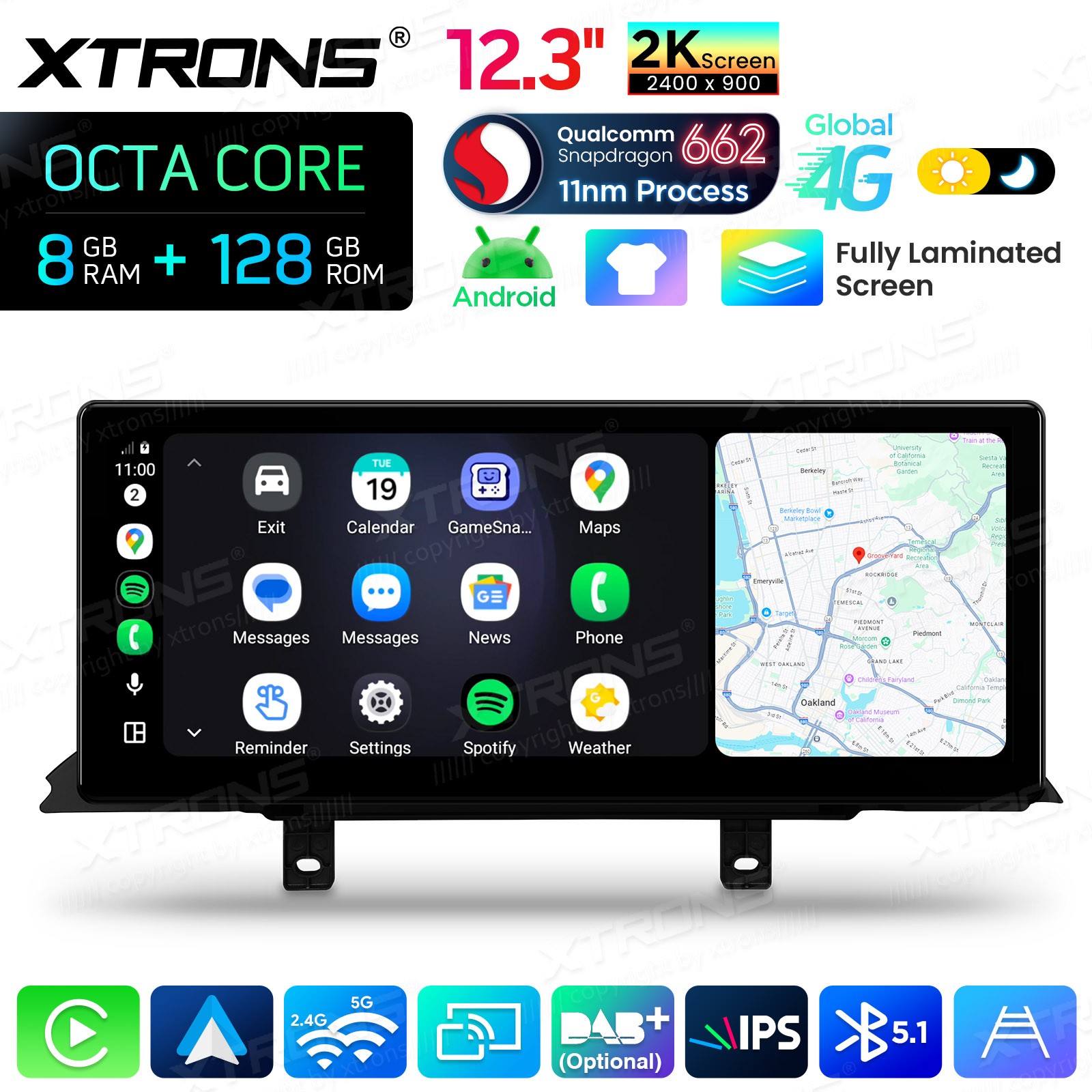 For BMW F30 F31 F32 F33 F36 Android Navigation 12.3″ Screen 2K IPS 8G 128GB WiFi