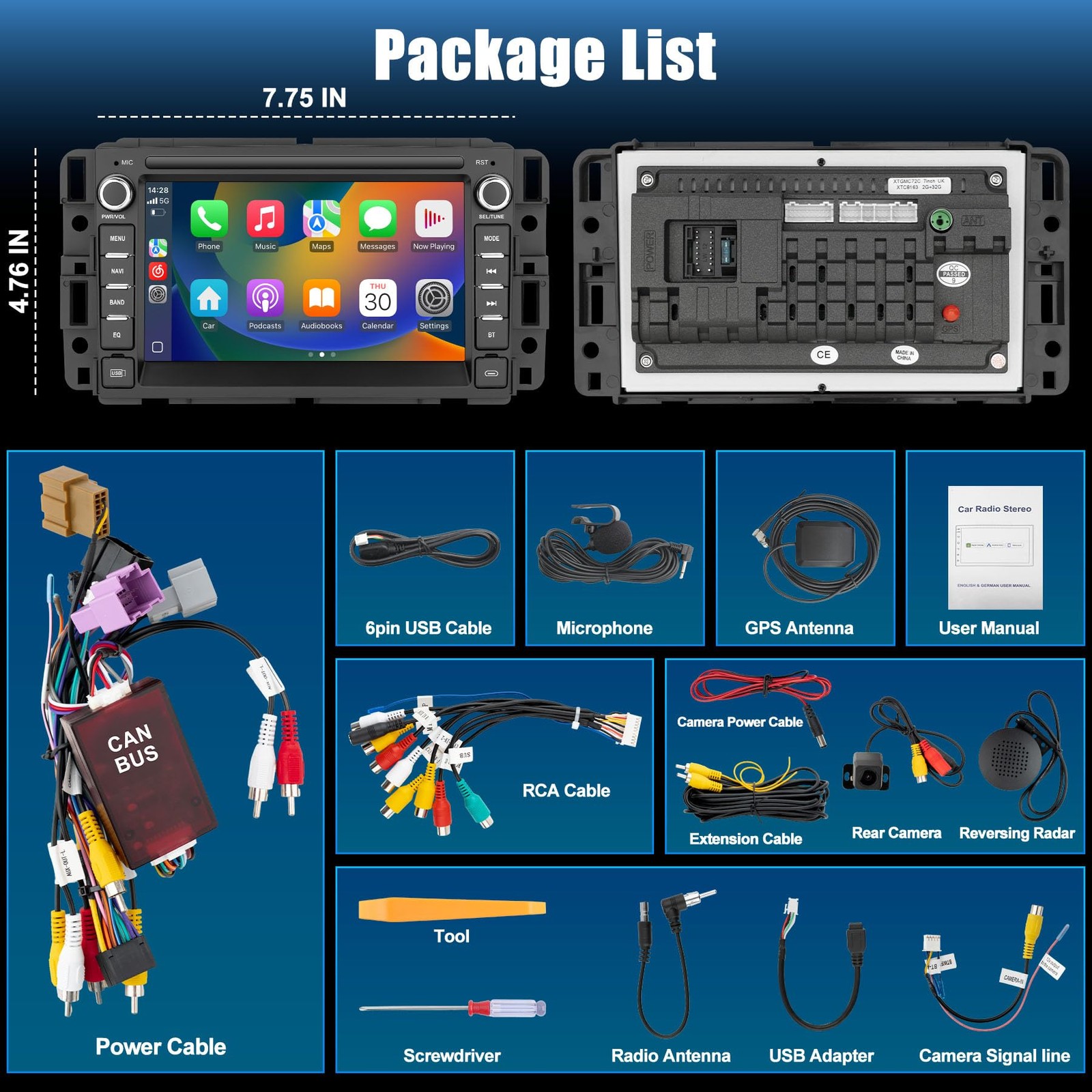 [2GB+64GB] Jimtour Car Stereo Radio Bluetooth for Chevy Silverado 2007-2013