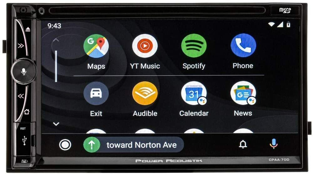 POWER ACOUSTIK DOUBLE DIN 7″ DVD PLAYER USB APPLE CARPLAY ANDROID AUTO CPAA-70D