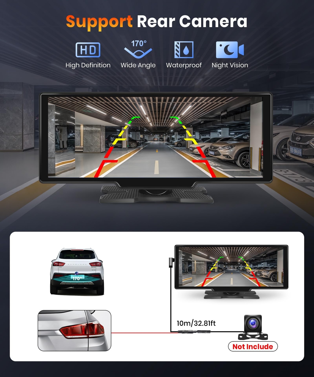 Podofo 10.26 inch Carplay Screen for Car with Wireless Carplay Android Auto M…