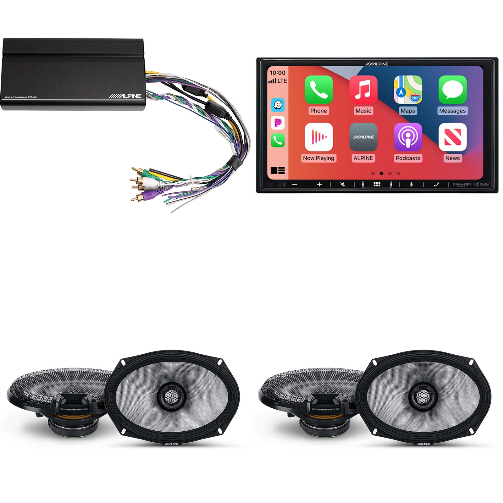 Alpine iLX-407 7″ Receiver Carplay/Android Auto + (2) 6×9″ Coax Bundle