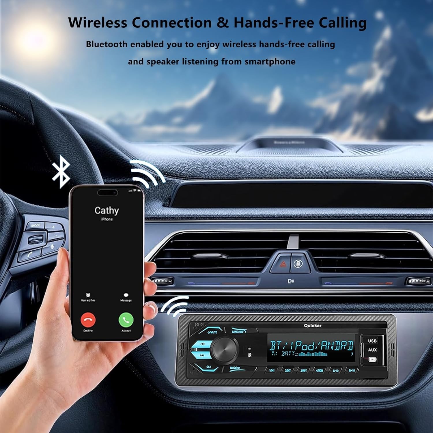 Ultimate Single DIN Car Stereo with Hands-Free Calling & Vibrant 7-Color Display