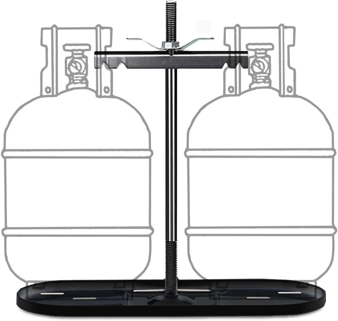RV Dual Propane Tank Cylinder Rack for Camper and Travel Trailer for 20Lb Tanks,