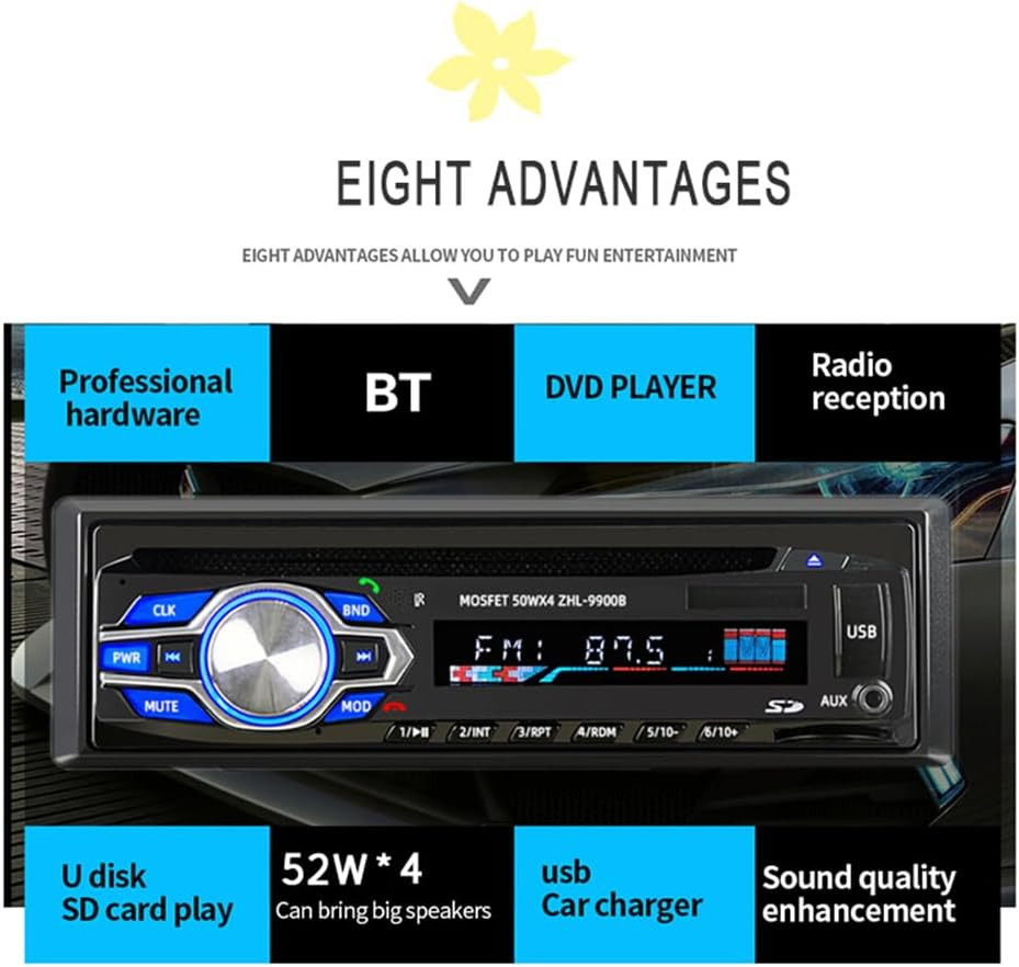 1 Din 12V Car Radio, VCD DVD CD Player Vehicle MP3 Stereo Player, Audio Stereo R