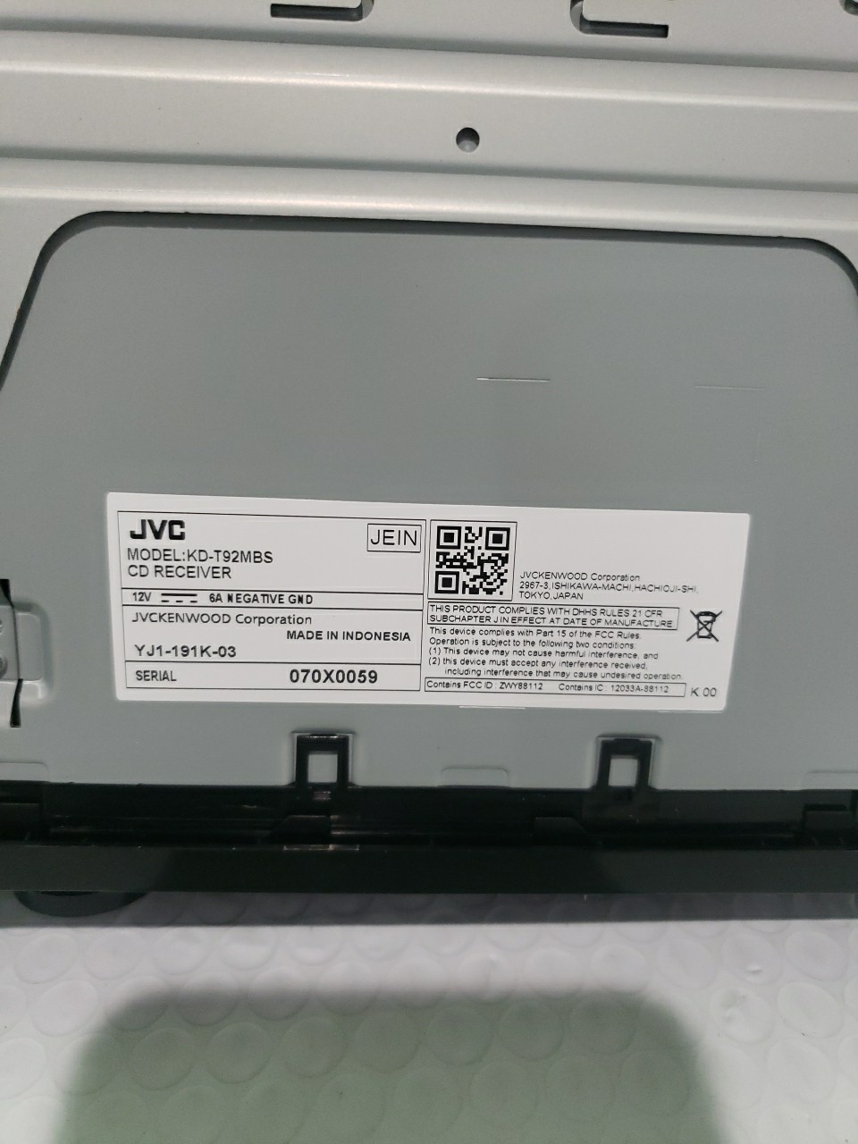 JVC KD-T92MBS 1-DIN AM/FM/CD Marine Car Audio Receiver w/Bluetooth, USB Open Box