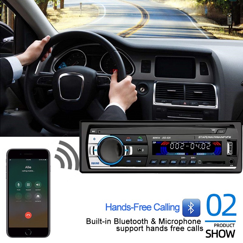 4x60W Single Din In-Dash Car Radio with Steering Remote Bluetooth MP3 Player