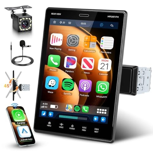 9.5″ Single Din Car Stereo with Bluetooth & HD IPS – CarPlay & Android Auto