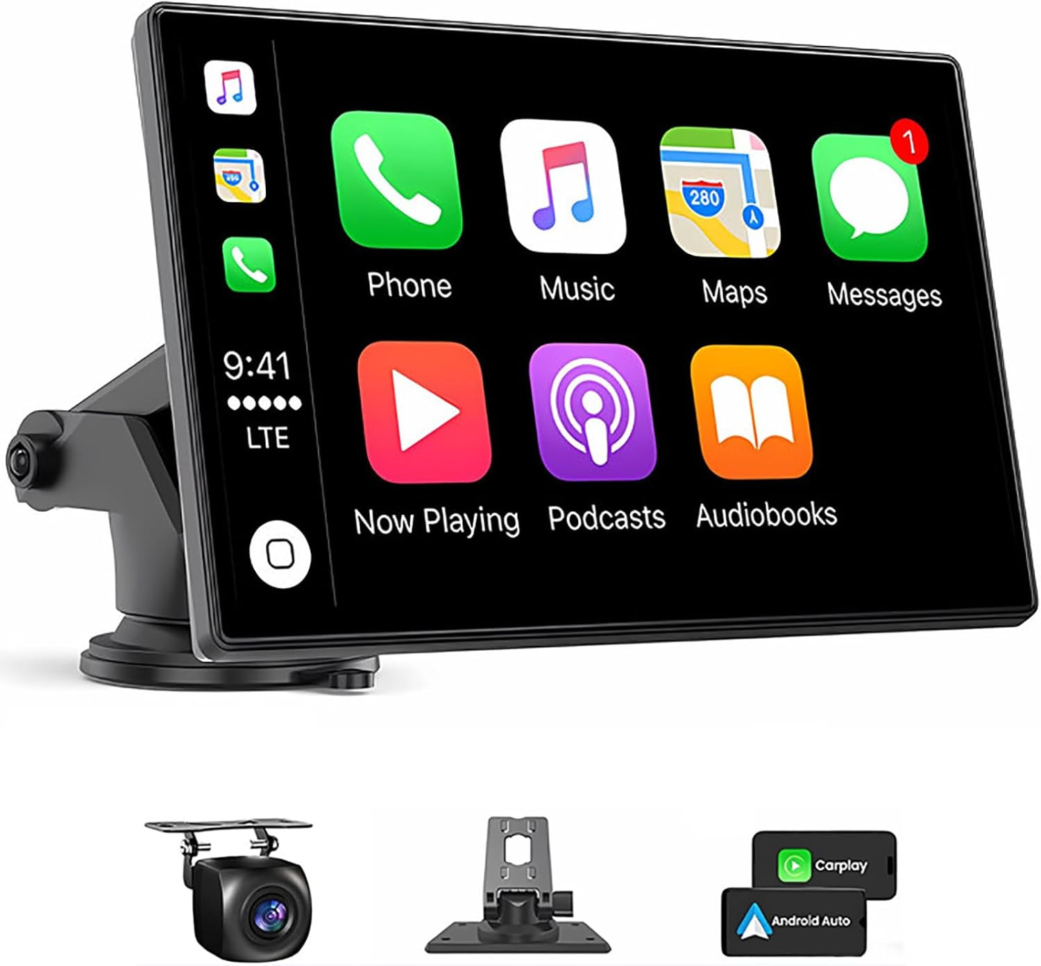 7″ Wireless Carplay with Backup Camera, Bluetooth GPS Voice Control for All Cars