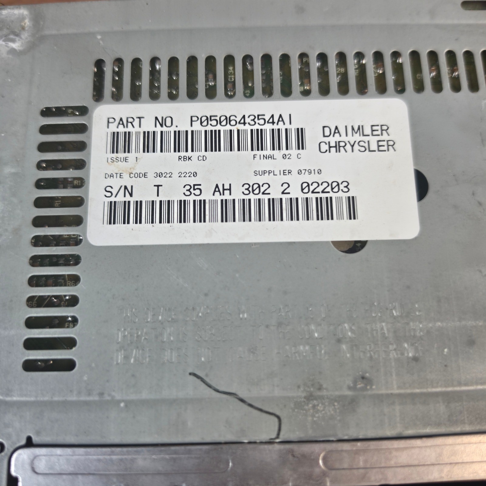 Chrysler RBK CD Radio Player P05064354AI Black Good OEM Factory Head Unit