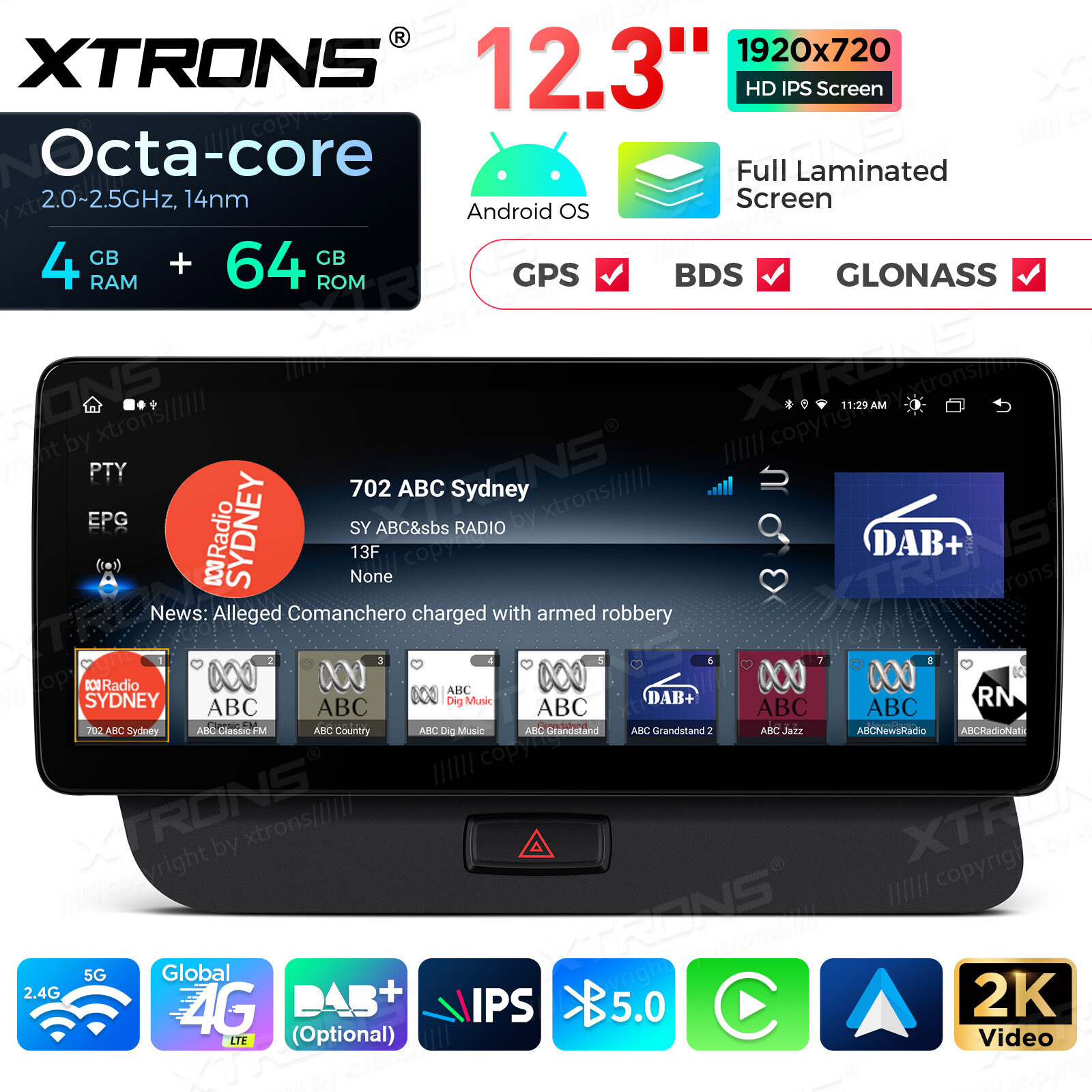 Car GPS Stereo for Audi Q5 2009-2017 Wireless CarPlay Android Auto 12.3 Inch 64G