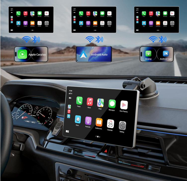 Pantalla CarPlay 9″ con Cámara 4K, Reversa 1080P, GPS y Bluetooth. Nuevo