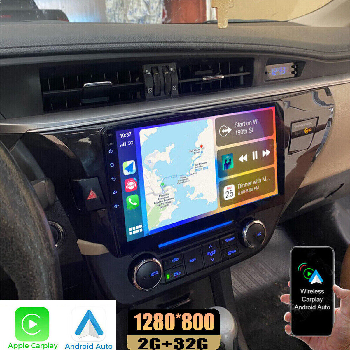For Toyota Corolla 2014-2016 Android 15 Car Radio Stereo CarPlay 2+32GB GPS Navi