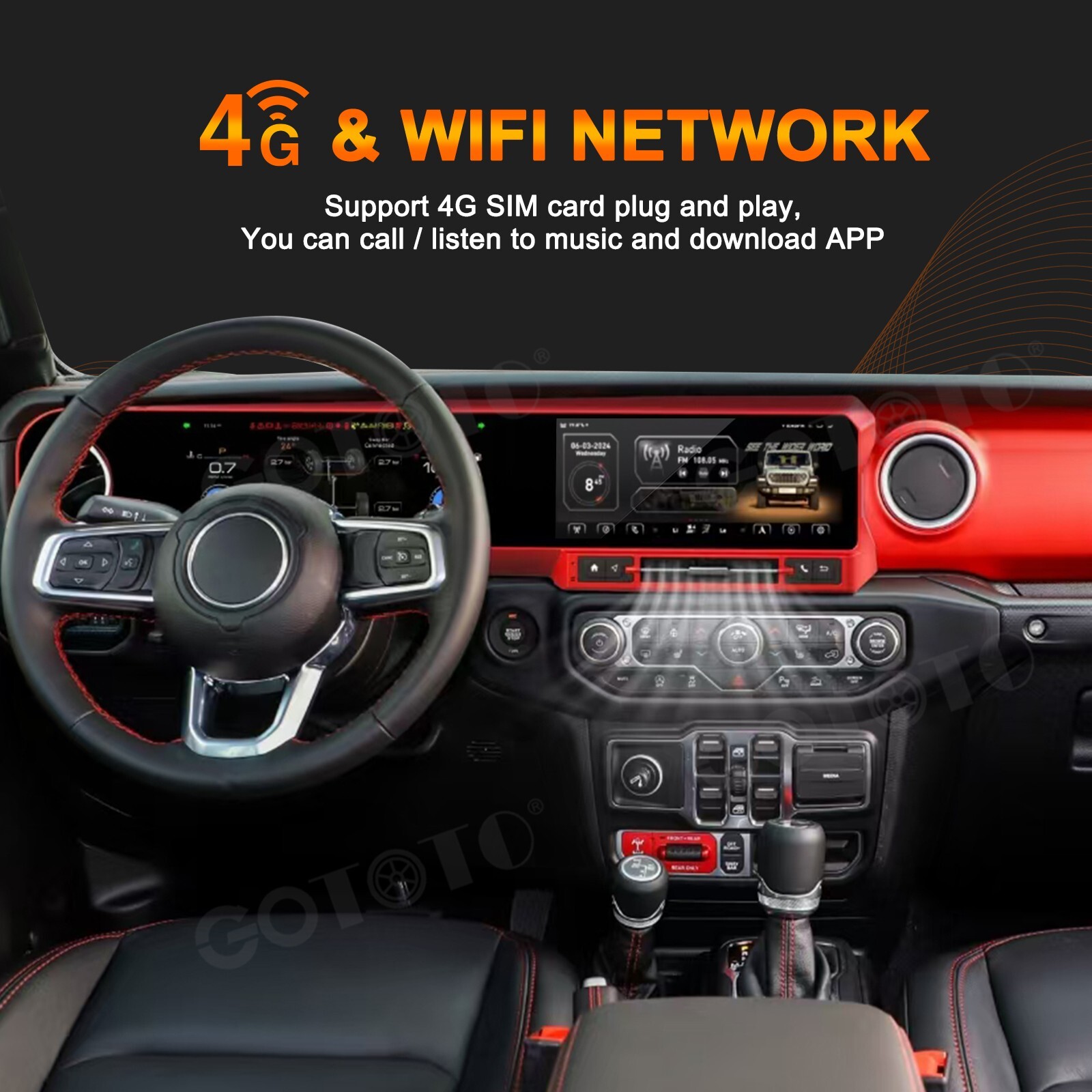 Dual Screen Car Radio for Jeep Wrangler JL Gladiator 2018-2023 Stereo Upgrade