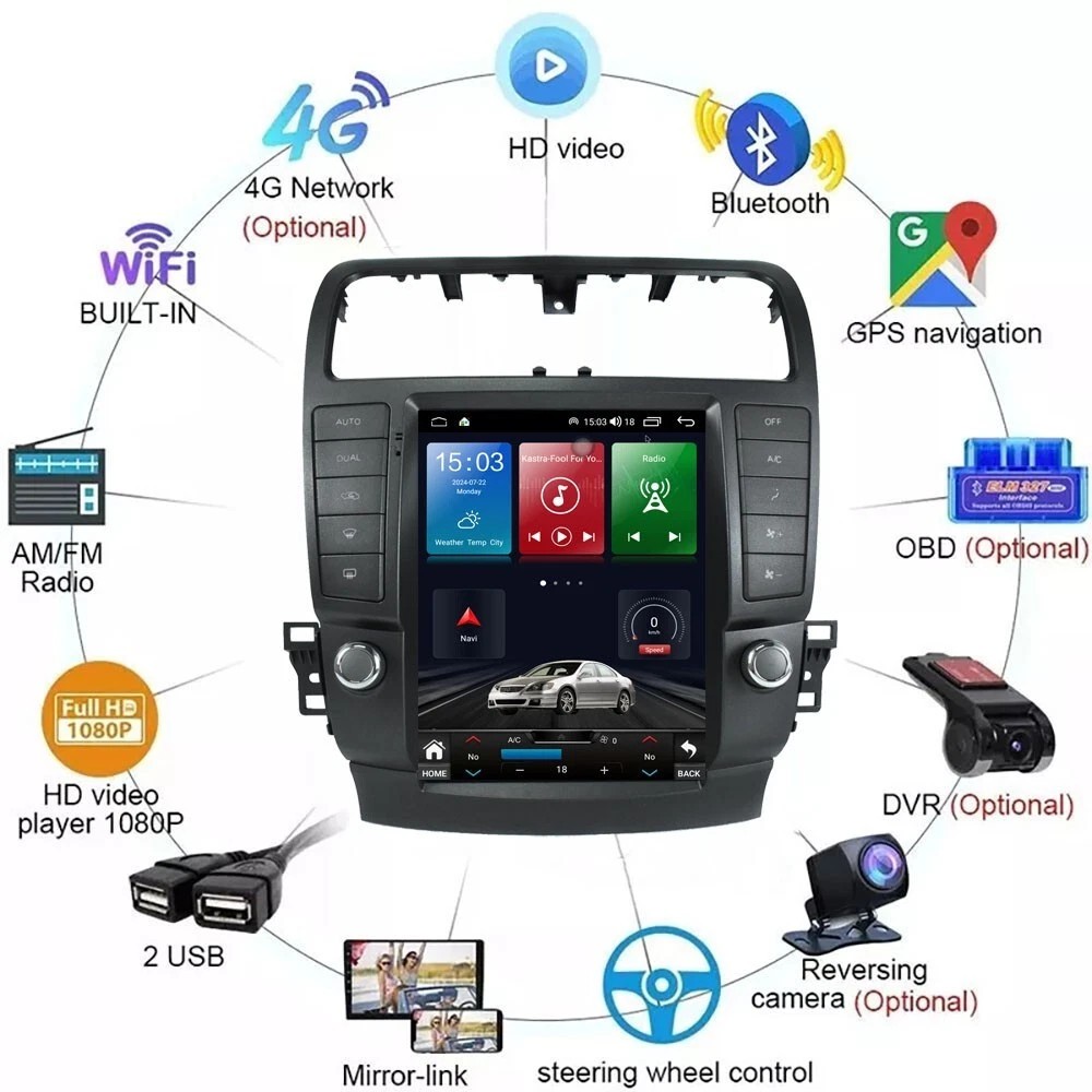 9.7” 6+128GB Android Car Radio Stereo Carplay GPS Navi For Acura TSX 2004-2008