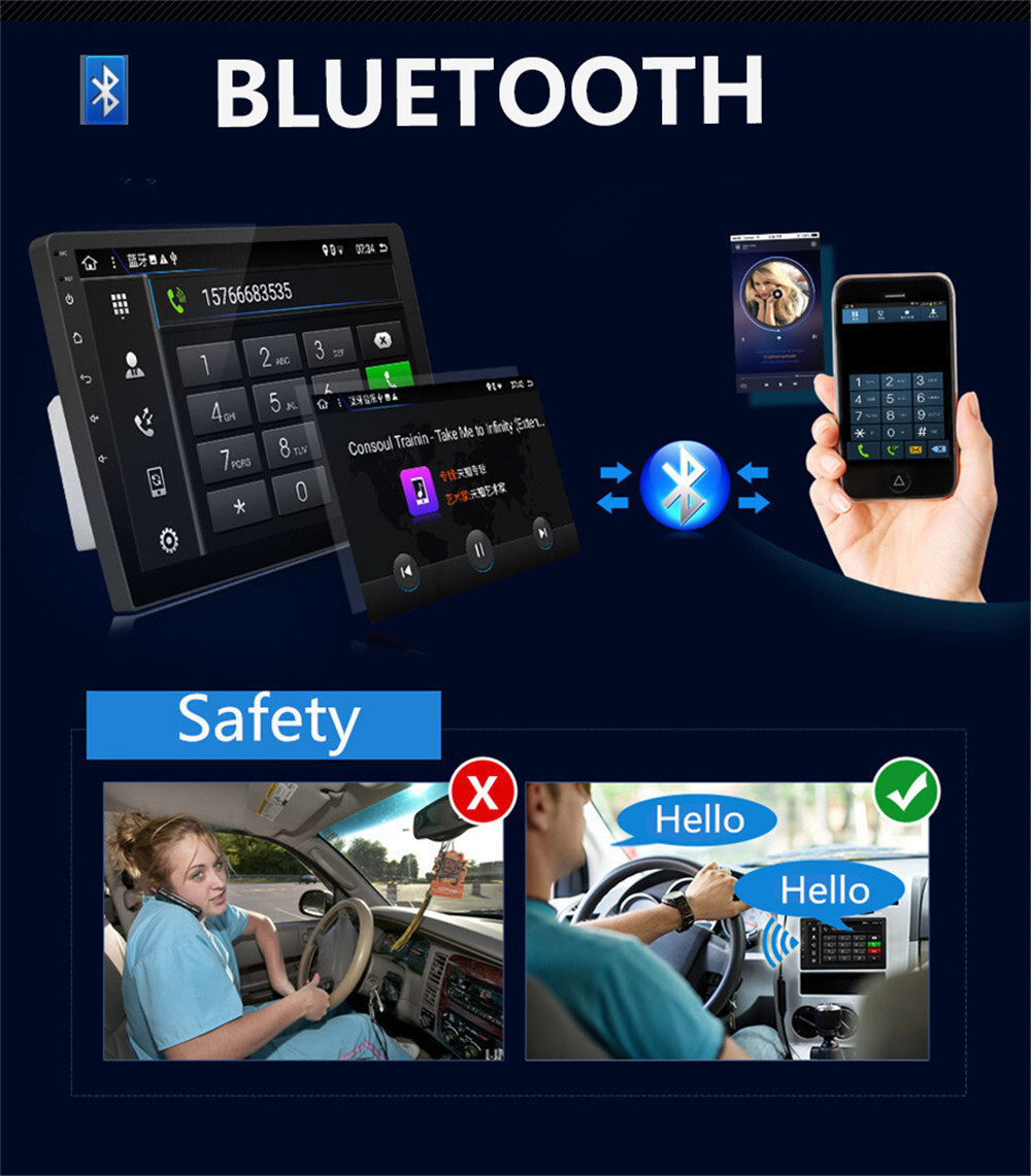 Single 1 Din Android 11 Car Radio Stereo GPS Navi WiFi Quad Core 10.1inch 2+32GB