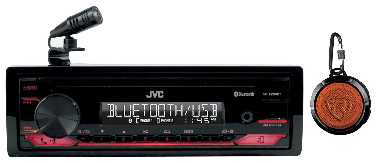 JVC KD-X280BT 1-Din Car Stereo Digital Media Receiver w/Bluetooth+House Speaker