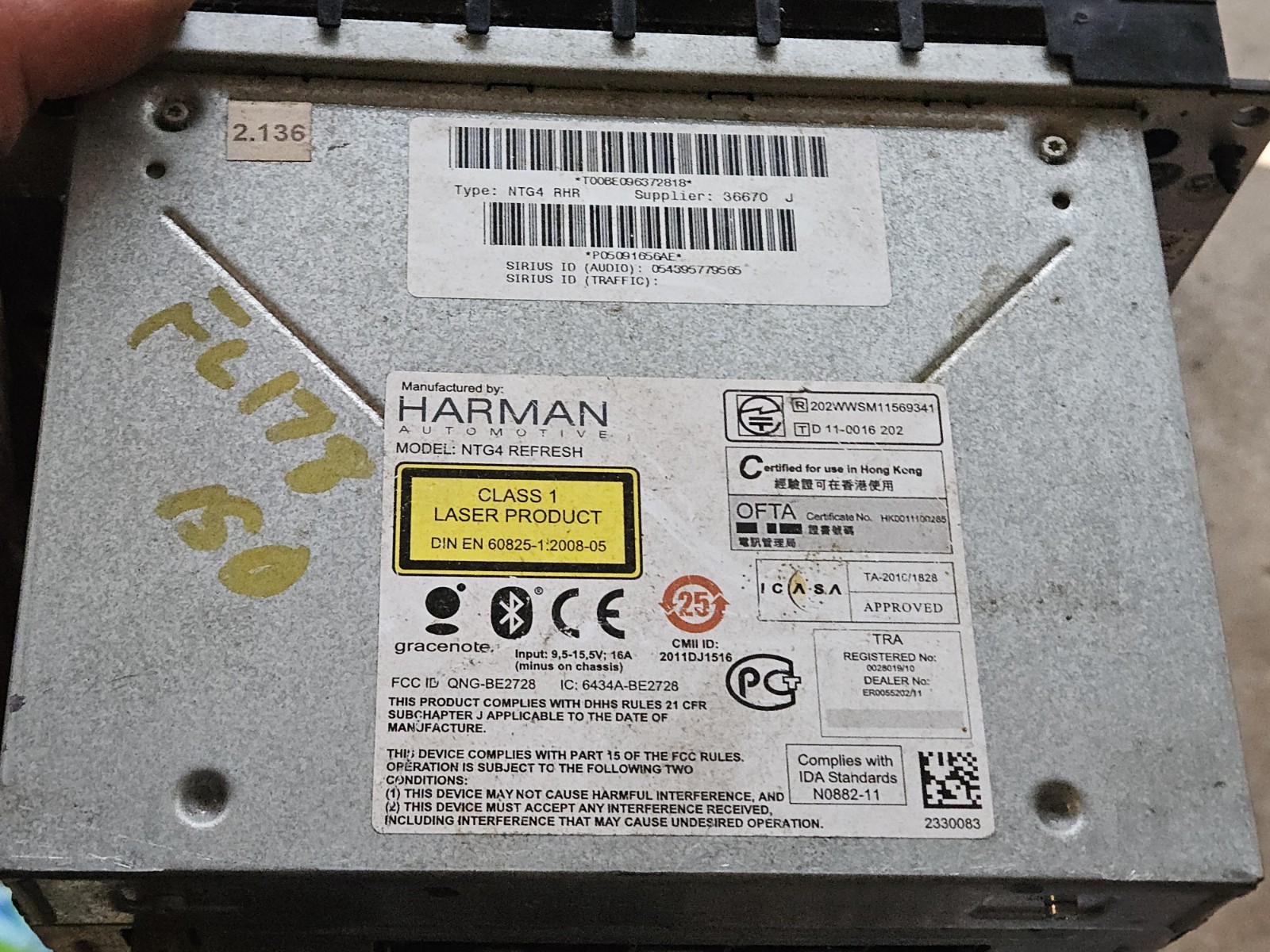 Chrysler Dodge Harman NTG4 REFRESH Sirius Stereo Deck – Not Tested
