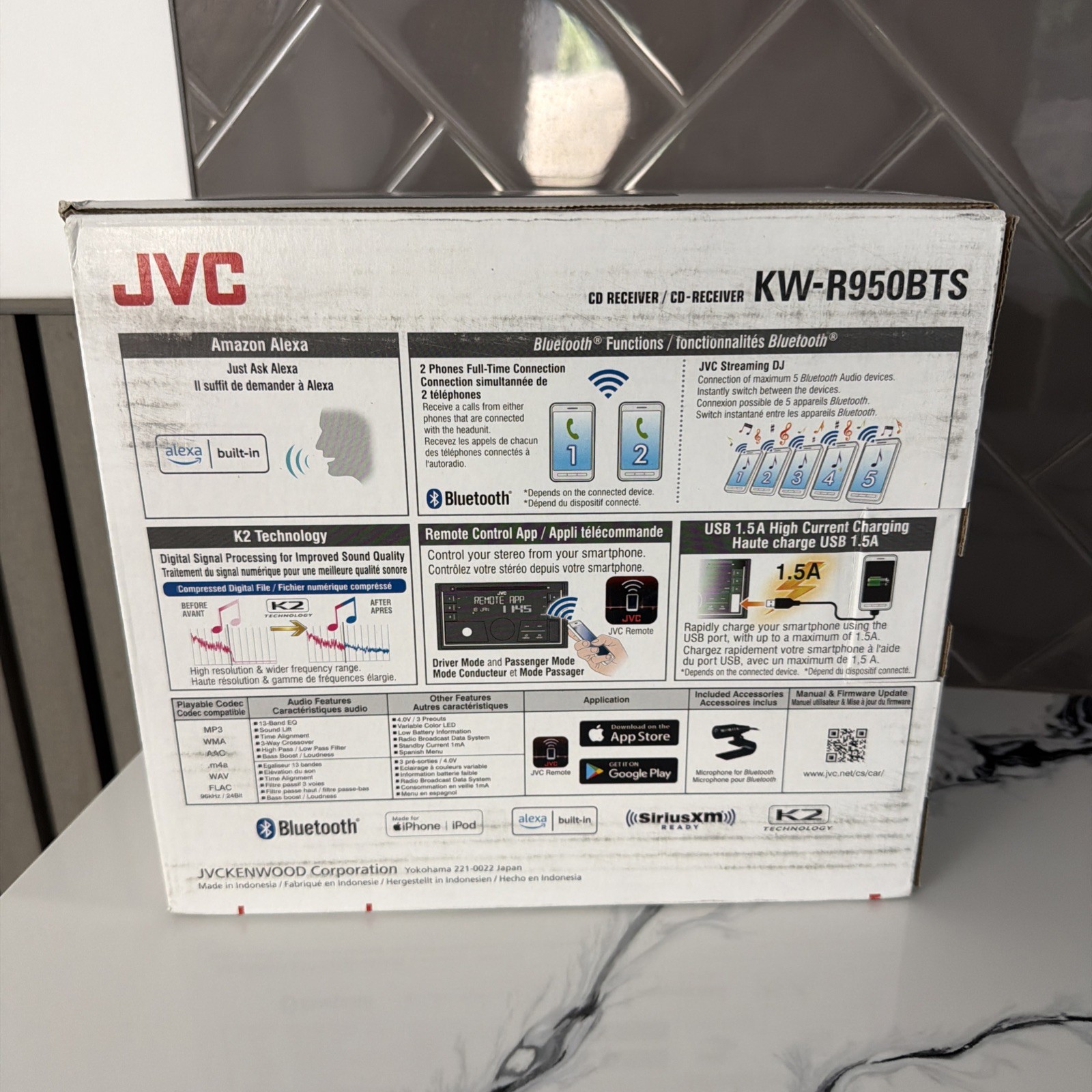 JVC KW-R950BTS 2-DIN In-Dash CD MP3 Bluetooth Receiver w/ Built-in Amazon Alexa