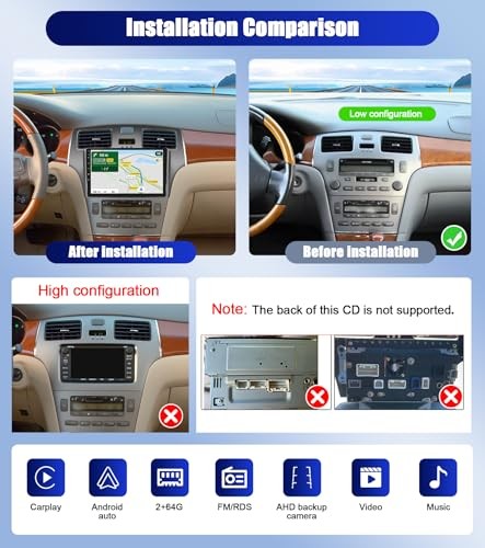2+64G Android 13 Car Stereo for ES250 ES300 ES330 2001-2006, 2G+64G+26UI