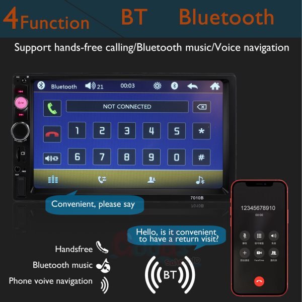Bluetooth MP5 Estéreo Receptor para coche Con Cámara trasera y Pantalla Tactil