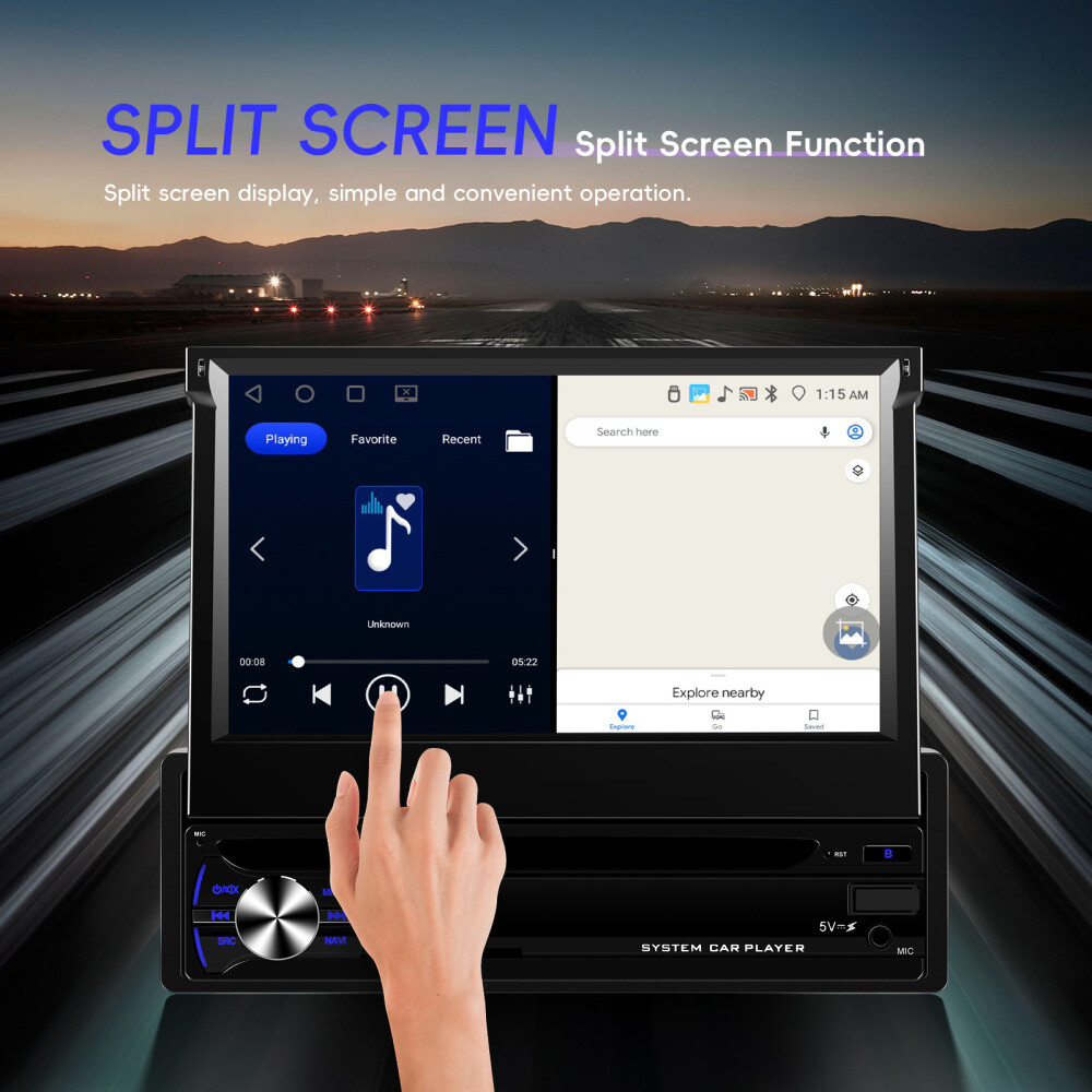 7” 4+64GB Android 15.0 Single 1 Din Car Stereo Radio GPS Navi WIFI FM RDS CAM