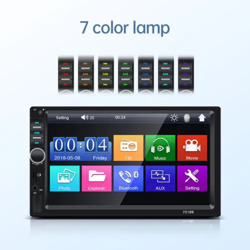 7″ Car Stereo MP5 Player Bluetooth Touch Screen 2DIN FM Radio Mirror Link Type-C
