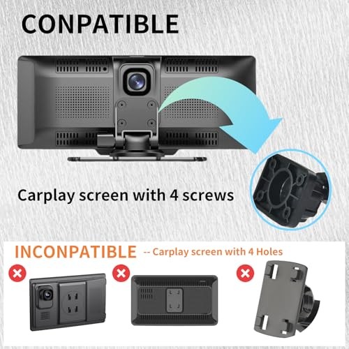 Carplay Screen Mount with Scrwes, Flexible Suction Cup Bracket for 7″/ 9″/