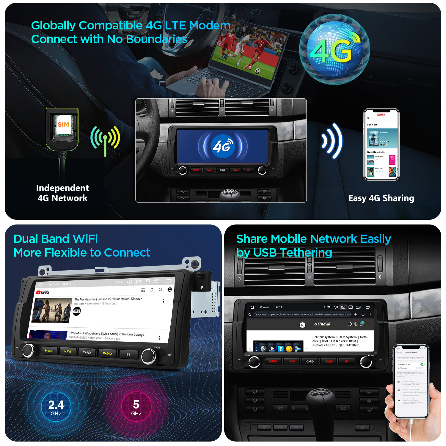 Car Stereo Radio 4G WiFi Android 13 8-Core GPS Sat Navi 32GB DSP For BMW E46 M3
