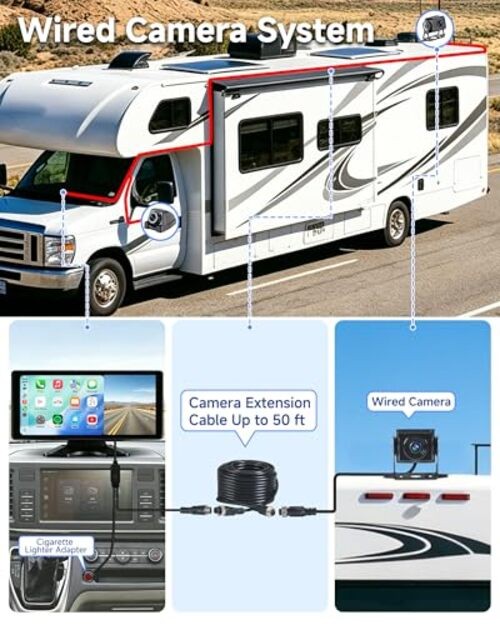 RV Camera System with Carplay & Android Auto, 10.36″ Touch Screen 10.36in