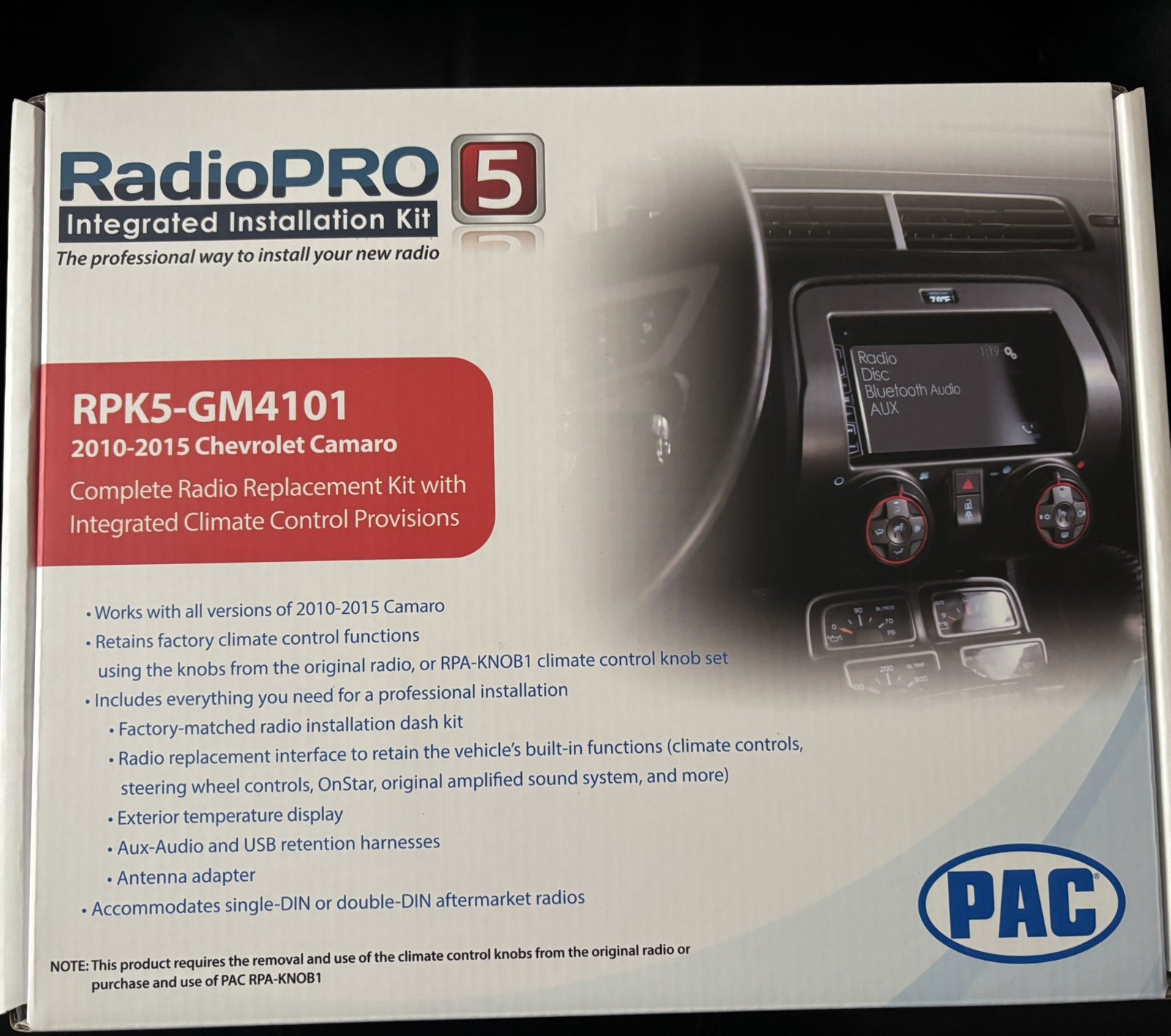 PAC RPK5-GM4101 Radio Installation Kit (No Bezel) Chevrolet Camaro 2010 – 2015