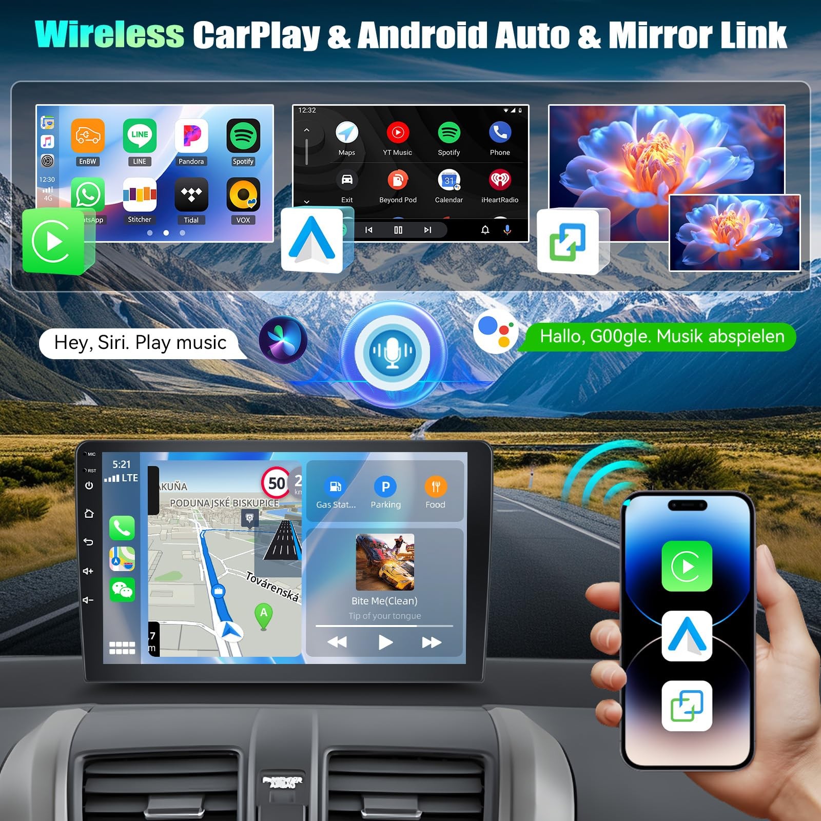 9″ Touchscreen Wireless CarPlay Android Auto Stereo for 2007-2011 Honda CRV