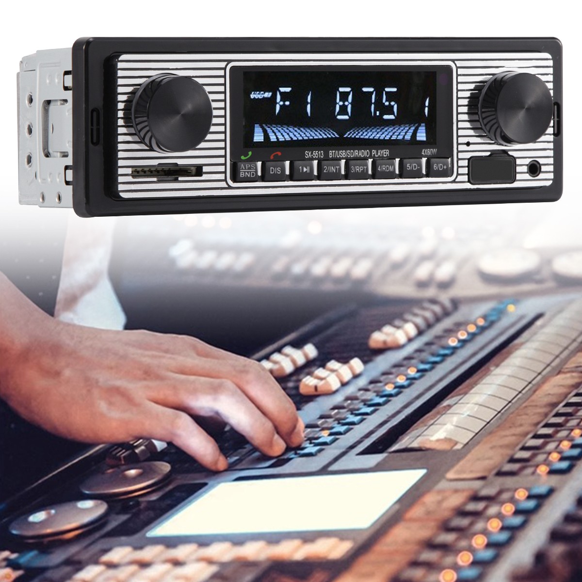 Vintage Bluetooth Car FM Radio MP3 Player SB Classic Stereo Audio Receiver AUX