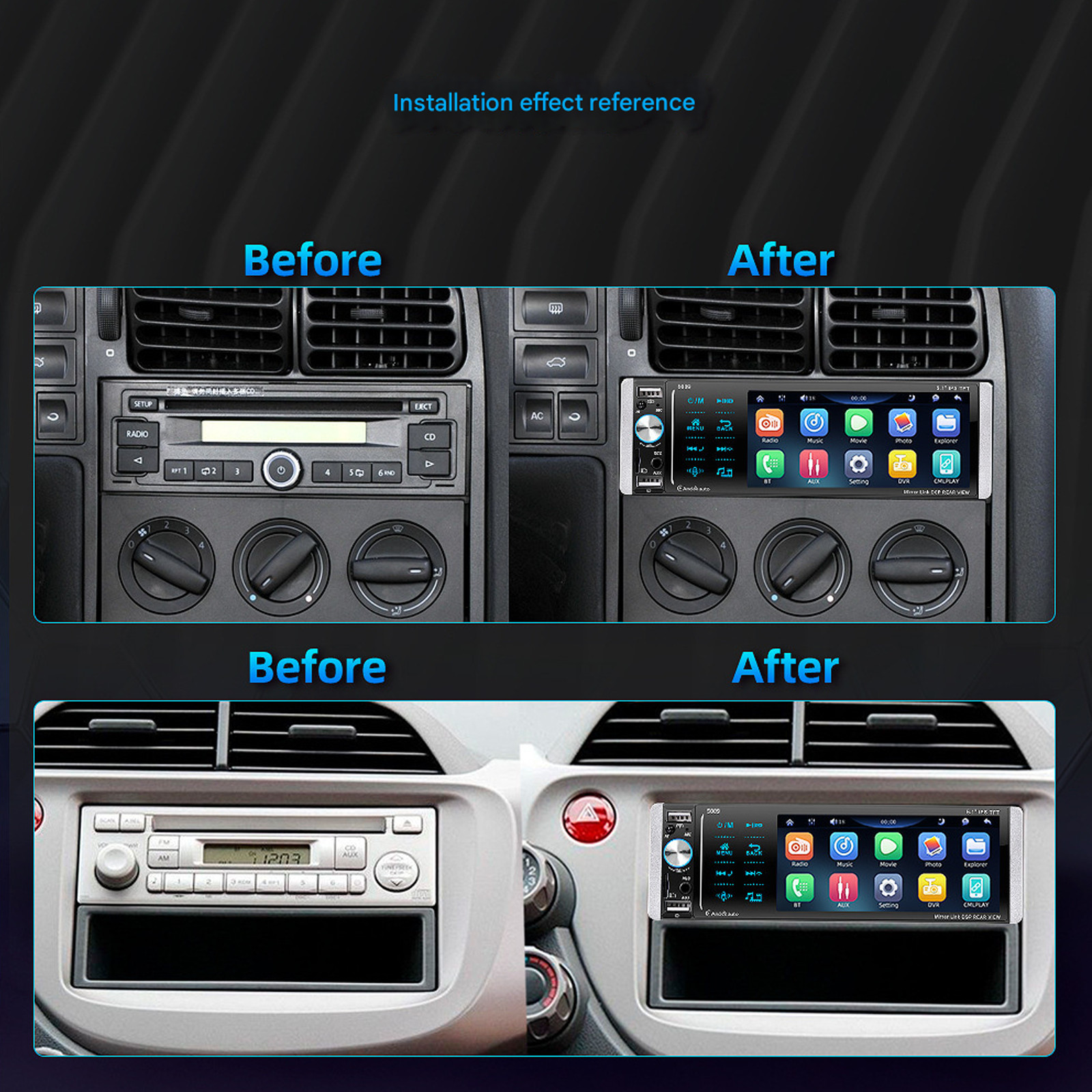 1Din 5.1in Car Radio MP3 USB AUX AM/FM Digital Media Stereo Receiver Mirror Li40