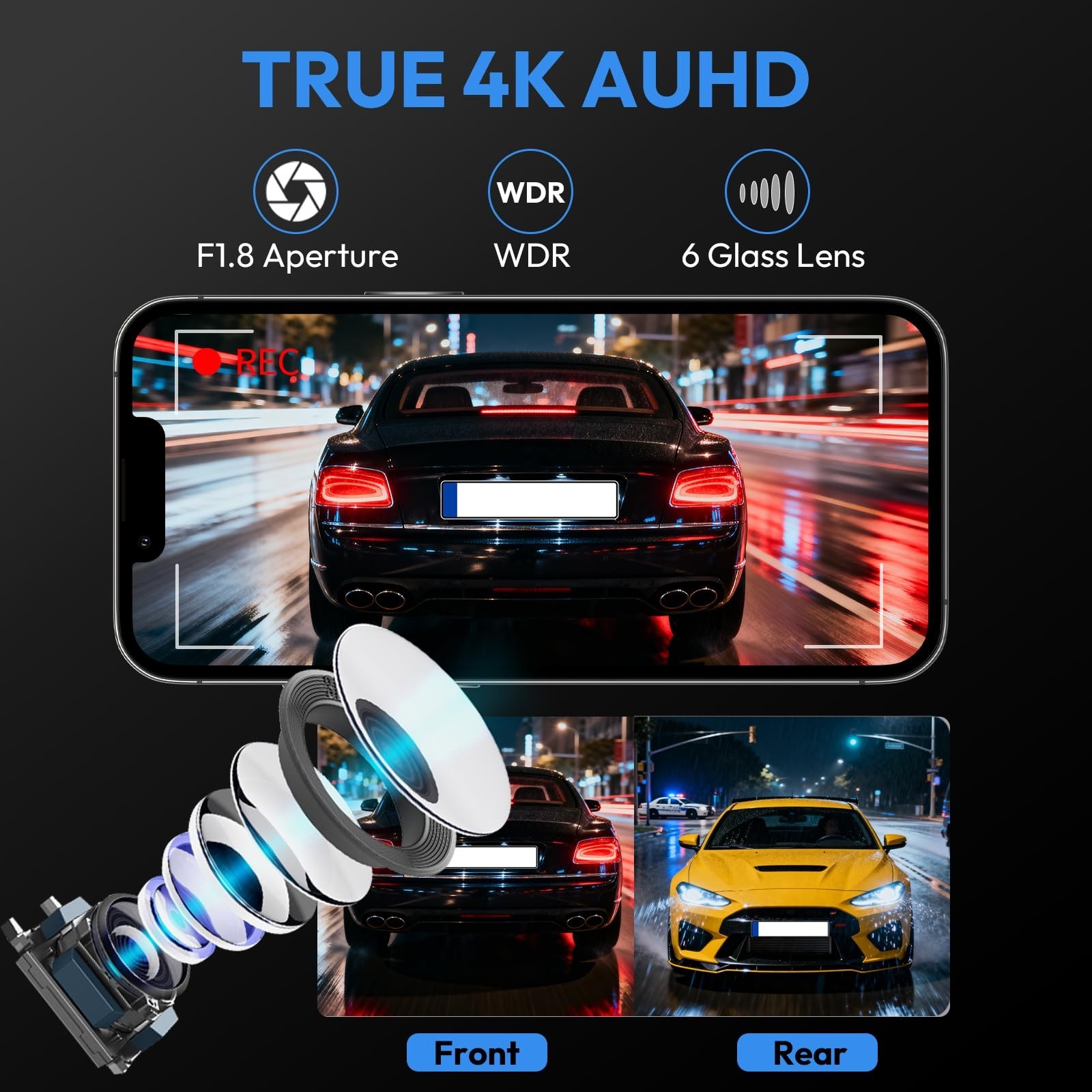 Front 4K & Rear 1080P Dash Cam for Honda Accord 2023 2024 2025 2026 Hybrid LX…