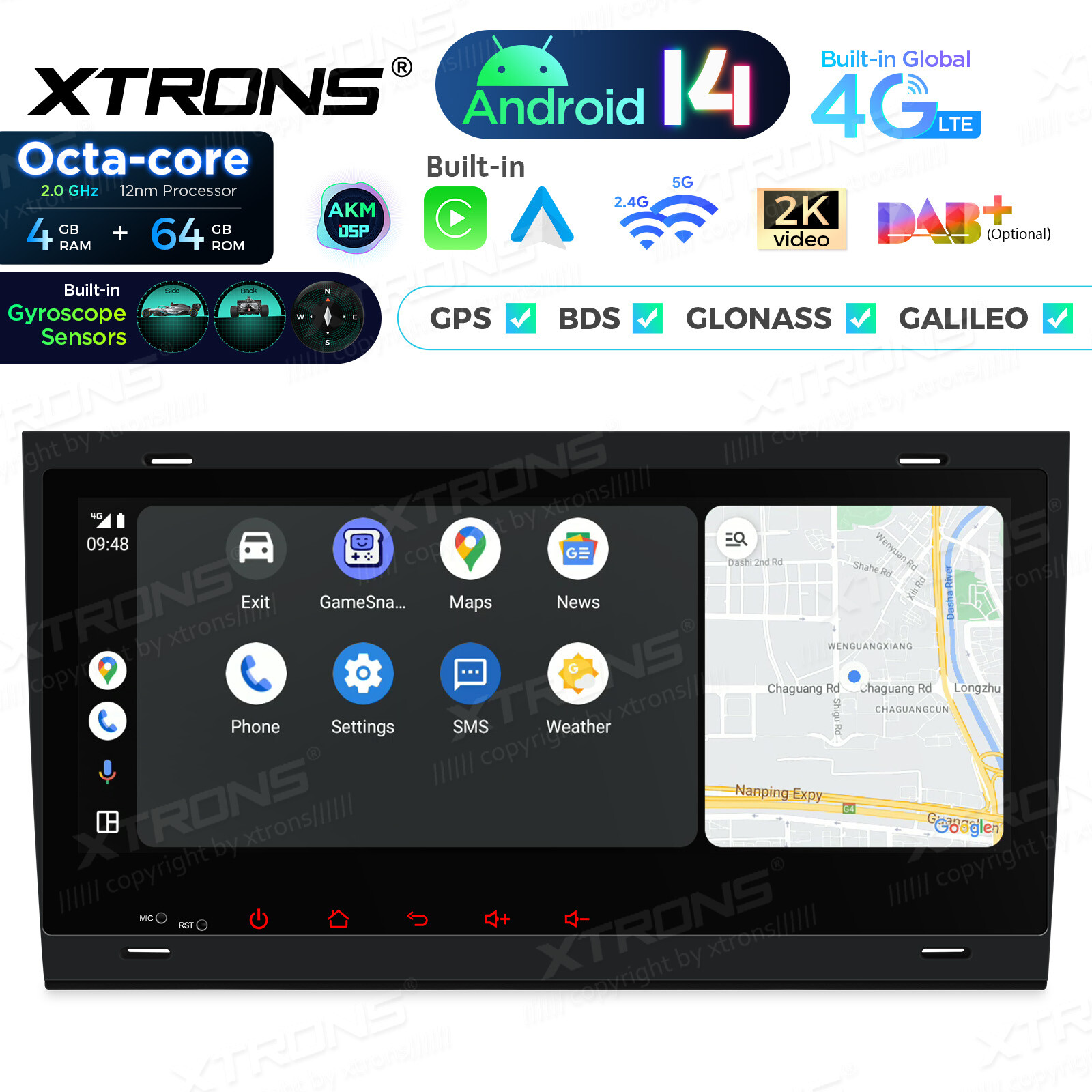 8.8″ Android 14 8-Core 4+64GB Car GPS Stereo Radio Sat Nav For Audi A4 S4 RS4 B6