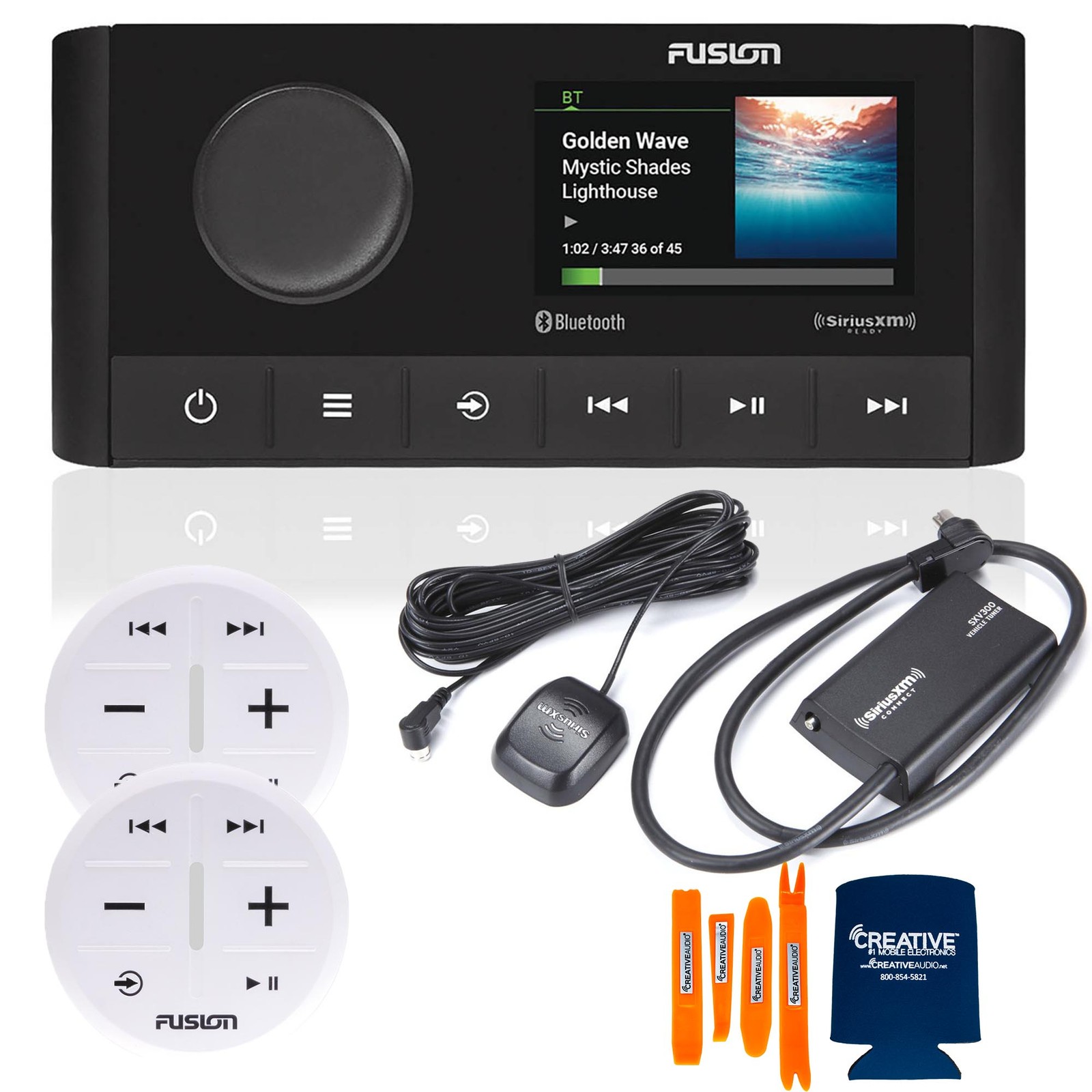 Fusion MS-RA210 Marine System,2 ARX70W White Wireless Remotes,SiriusXM Tuner