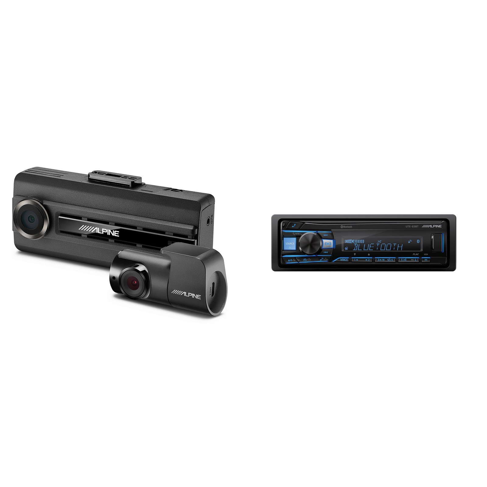 Alpine UTE-63BT Bluetooth Car Stereo with DVR-C310R Dash Camera
