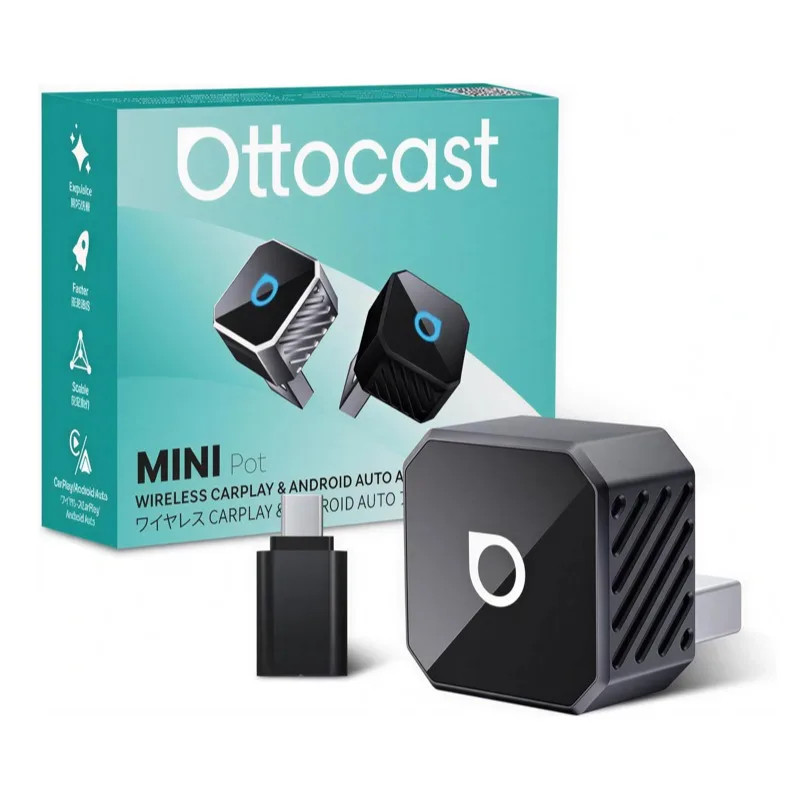 Mini Pro Wireless Carplay & Android Auto Adapter 2-In-1 5Ghz Wifi Dongle Plug &