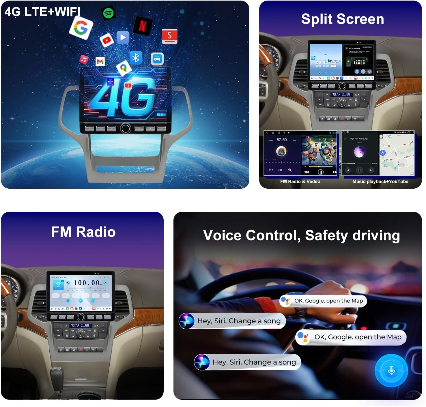 8 Core 4G LTE QLED Radio For Jeep Grand Cherokee 2011
