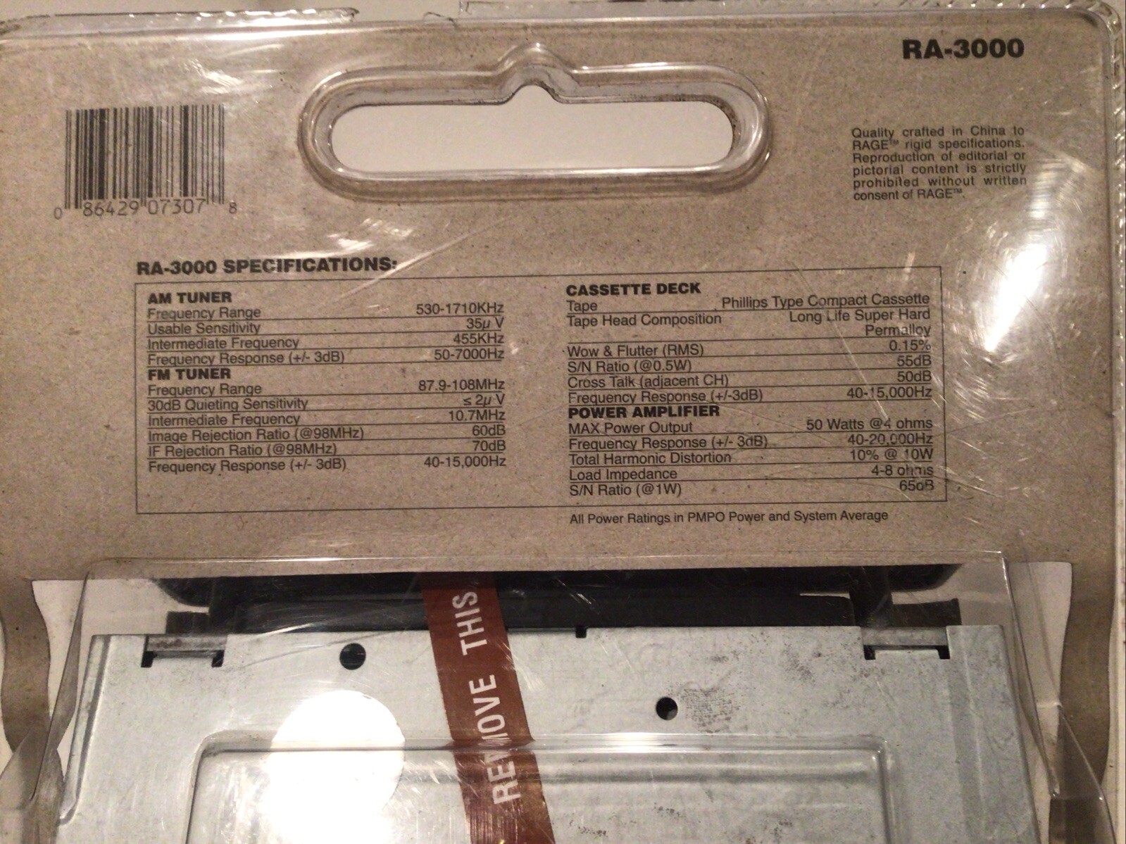 Rage VINTAGE RA-3000 AM/FM Stereo Cassette Player 50Watt NEW in The BOX ORIGINAL