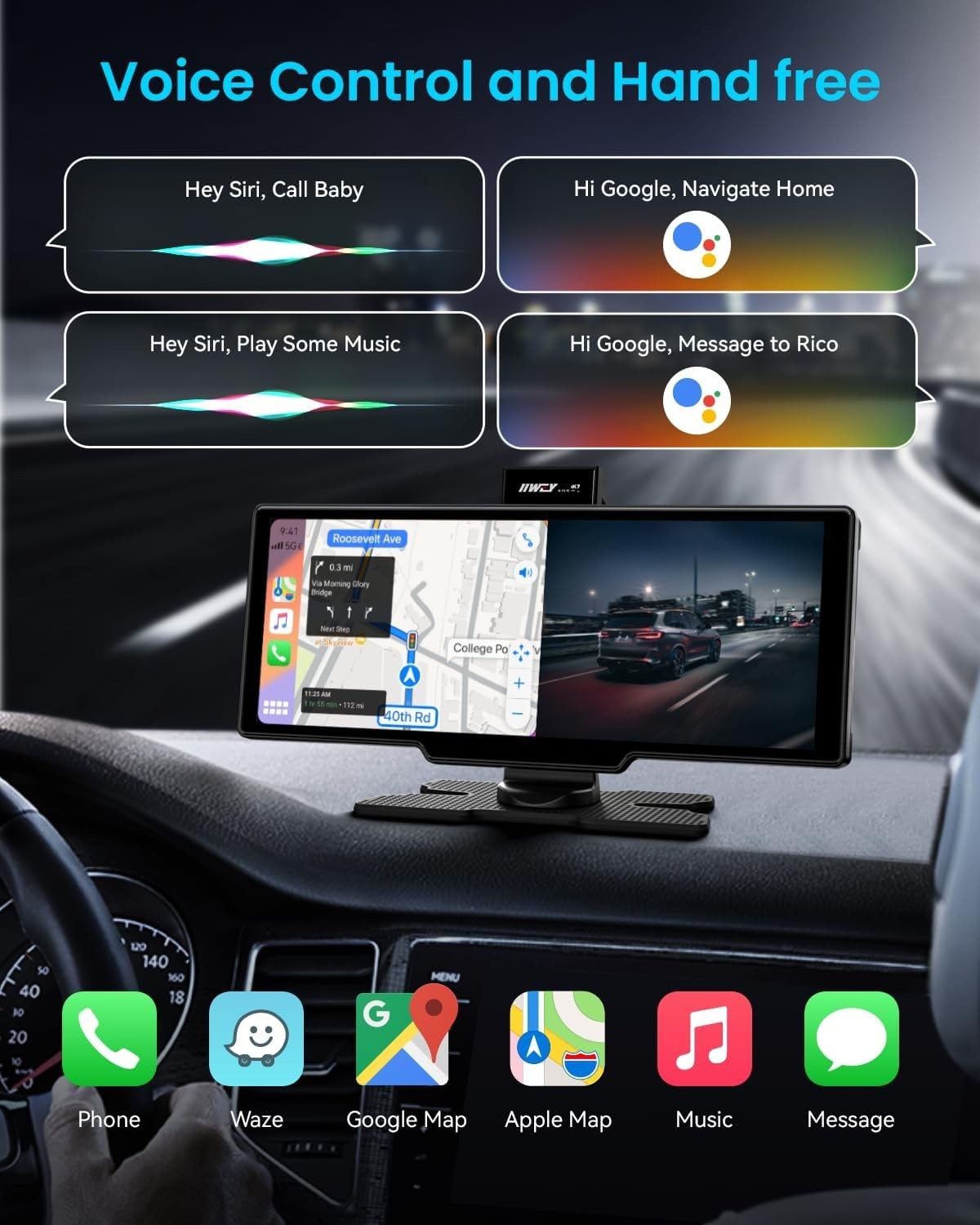 Portable Apple Carplay Screen 10’’ Car Stereo Wireless Car Play & Android Aut…