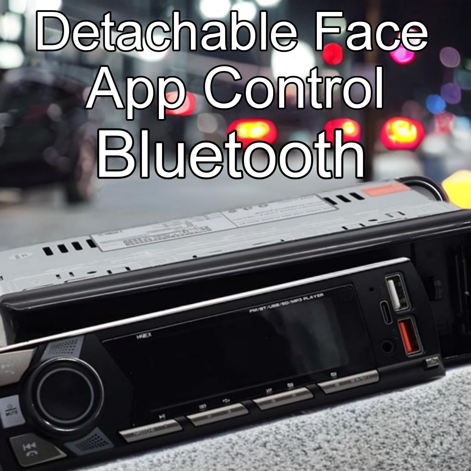 HZEX Single Din Car Stereo with Bluetooth, Detachable Face 1 Din, Black